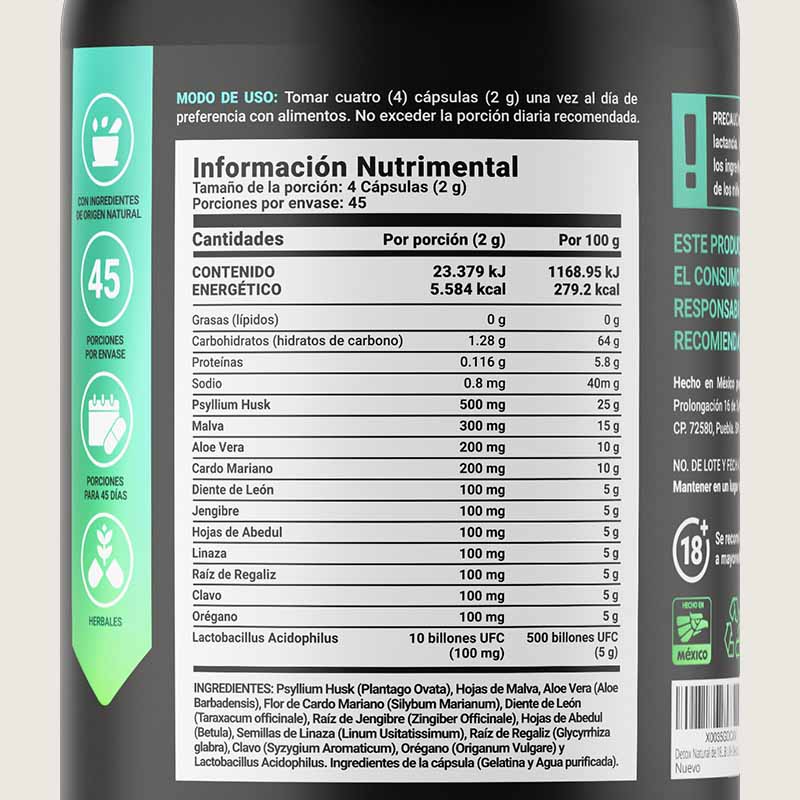 Dtox Blend | Detox a base de Malva, Psyllium Husk y Diente de León