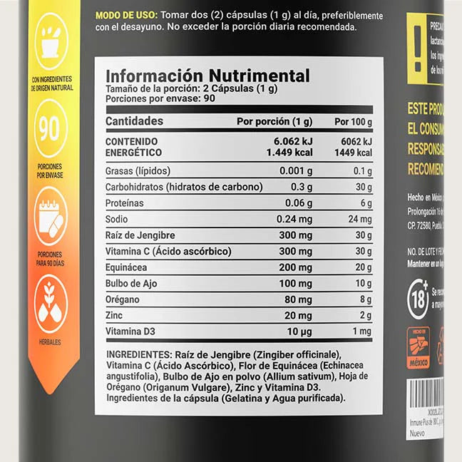Immun Blend | Multivitamínico de Vitamina C + Jengibre 90 capsulas
