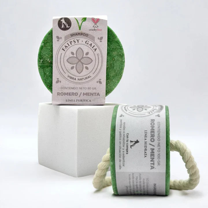 SHAMPOO EN BARRA VEGANO ROMERO/MENTA 100 GRAMOS FAIPSY
