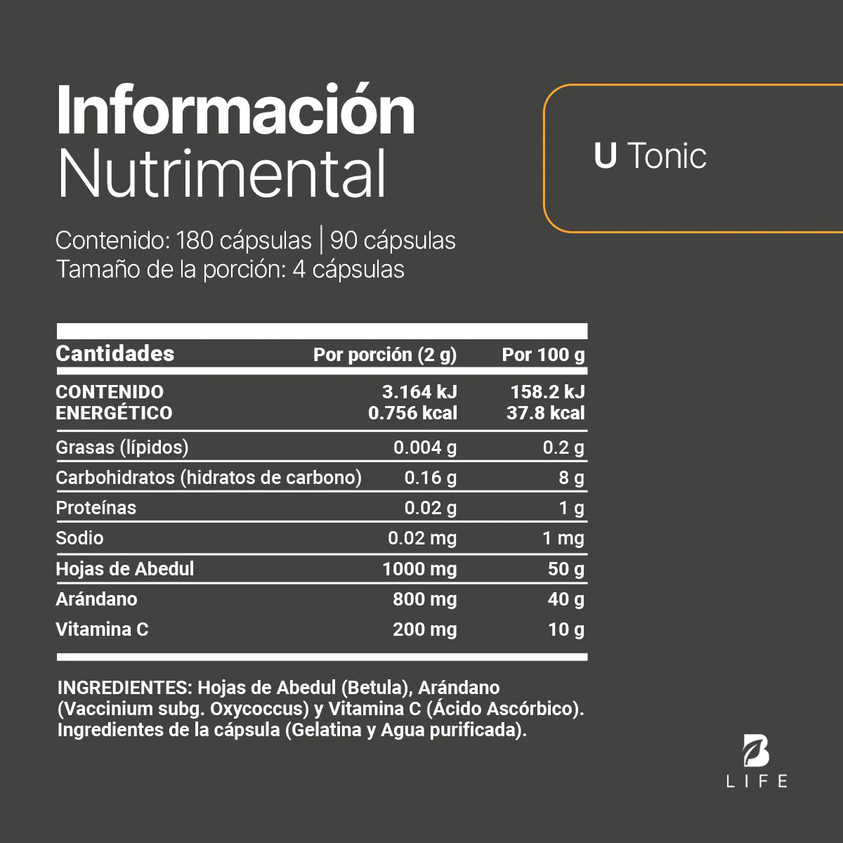U Tonic | Fórmula a base de Hojas de Abedul y Arándano 90 capsulas (Copia)
